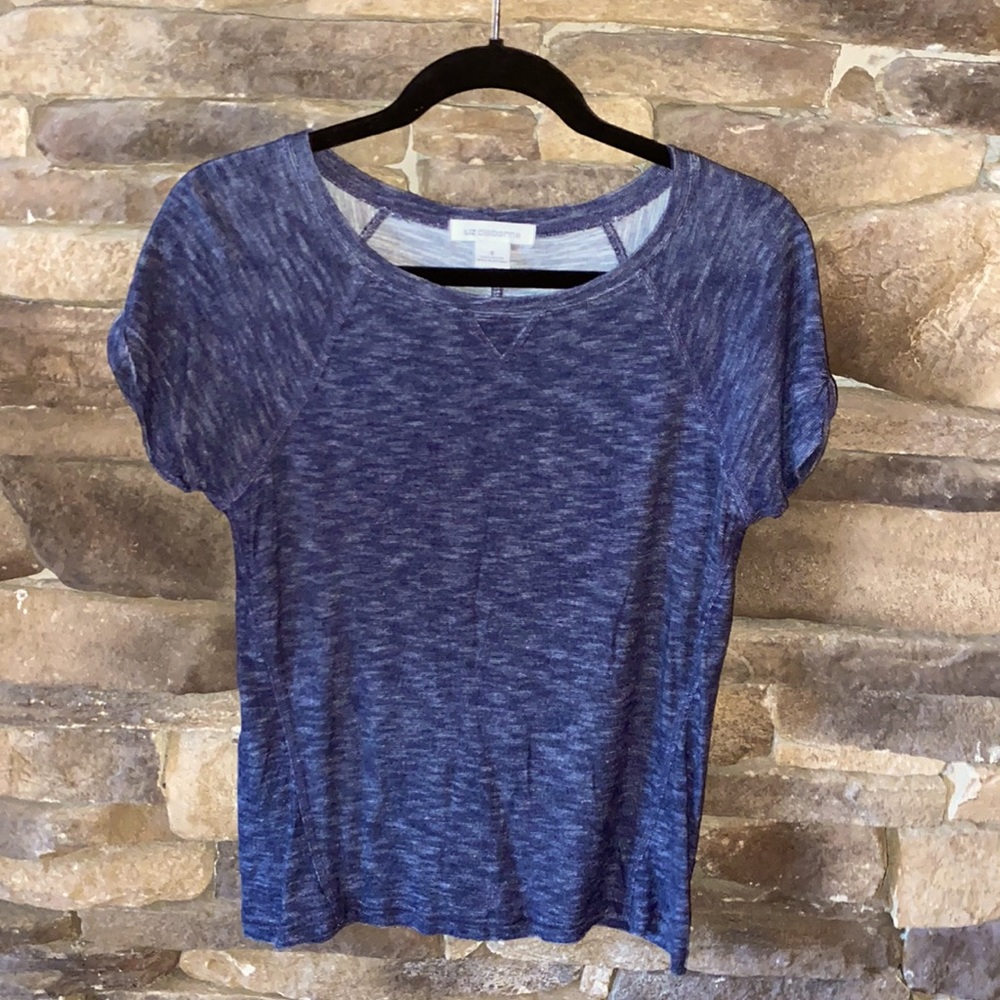 Liz Claiborne 100% rayon navy short sleeve tee S